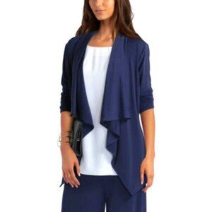 NWT HALSTON Waterfall Open-front Long Cardigan Duster Sweater Navy XS